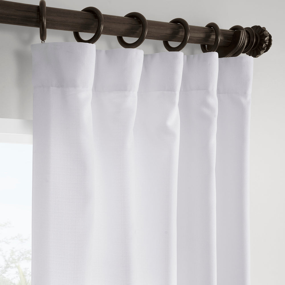 Dove White Italian Faux Linen Room Darkening Curtain