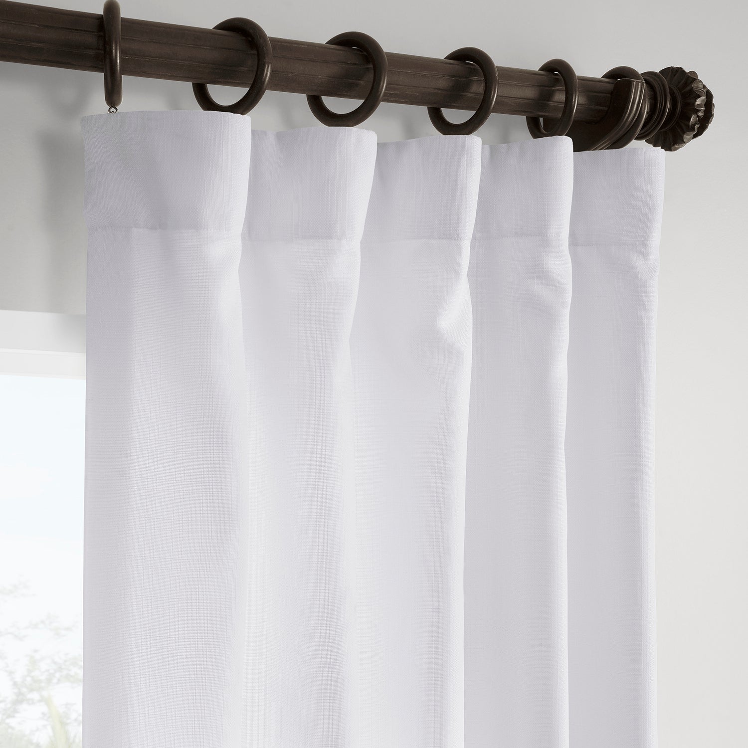 Dove White Italian Faux Linen Room Darkening Curtain