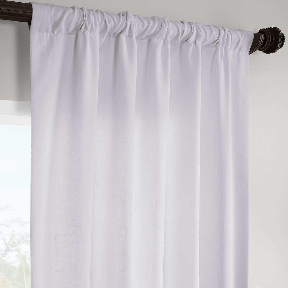 Dove White Italian Faux Linen Room Darkening Curtain