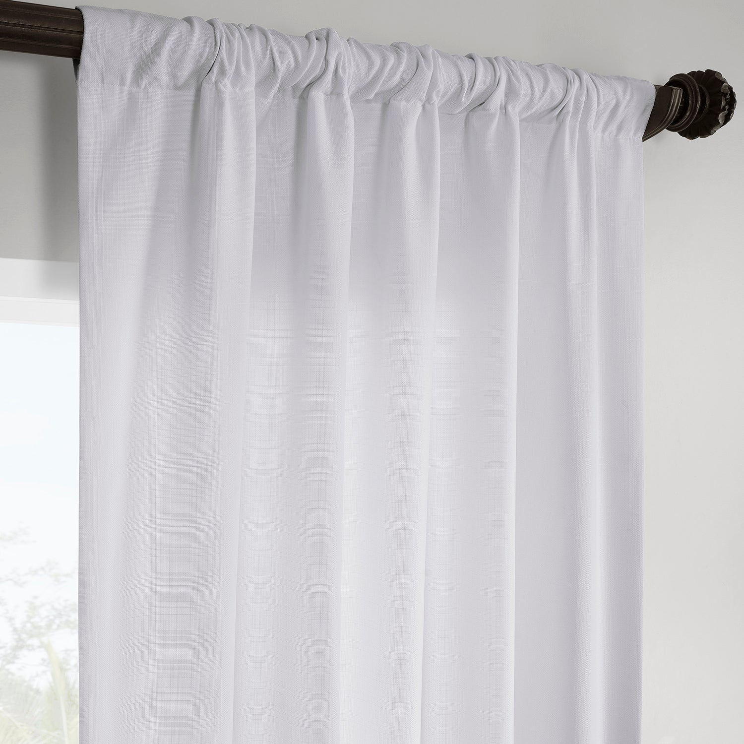 Dove White Italian Faux Linen Room Darkening Curtain