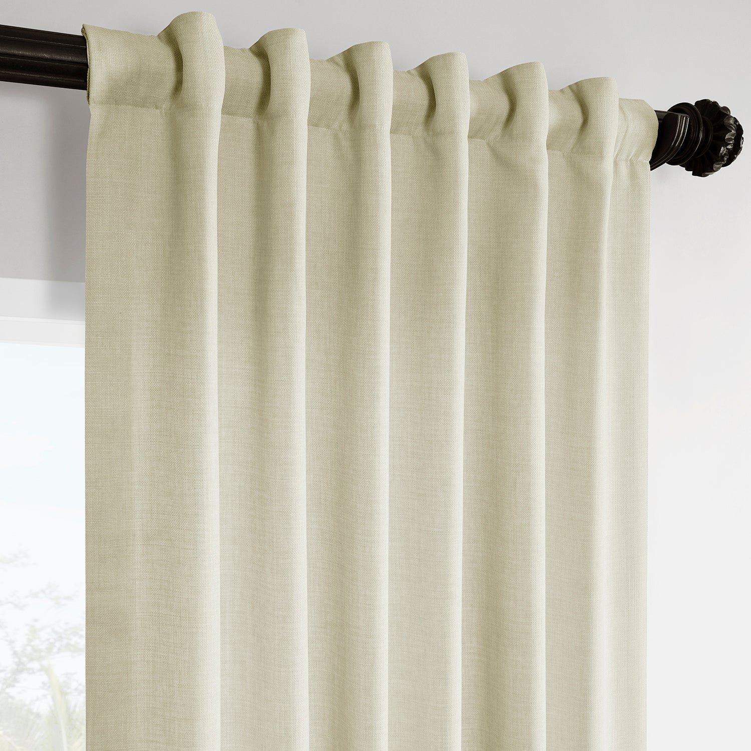 Gravity Ivory Italian Faux Linen Room Darkening Curtain