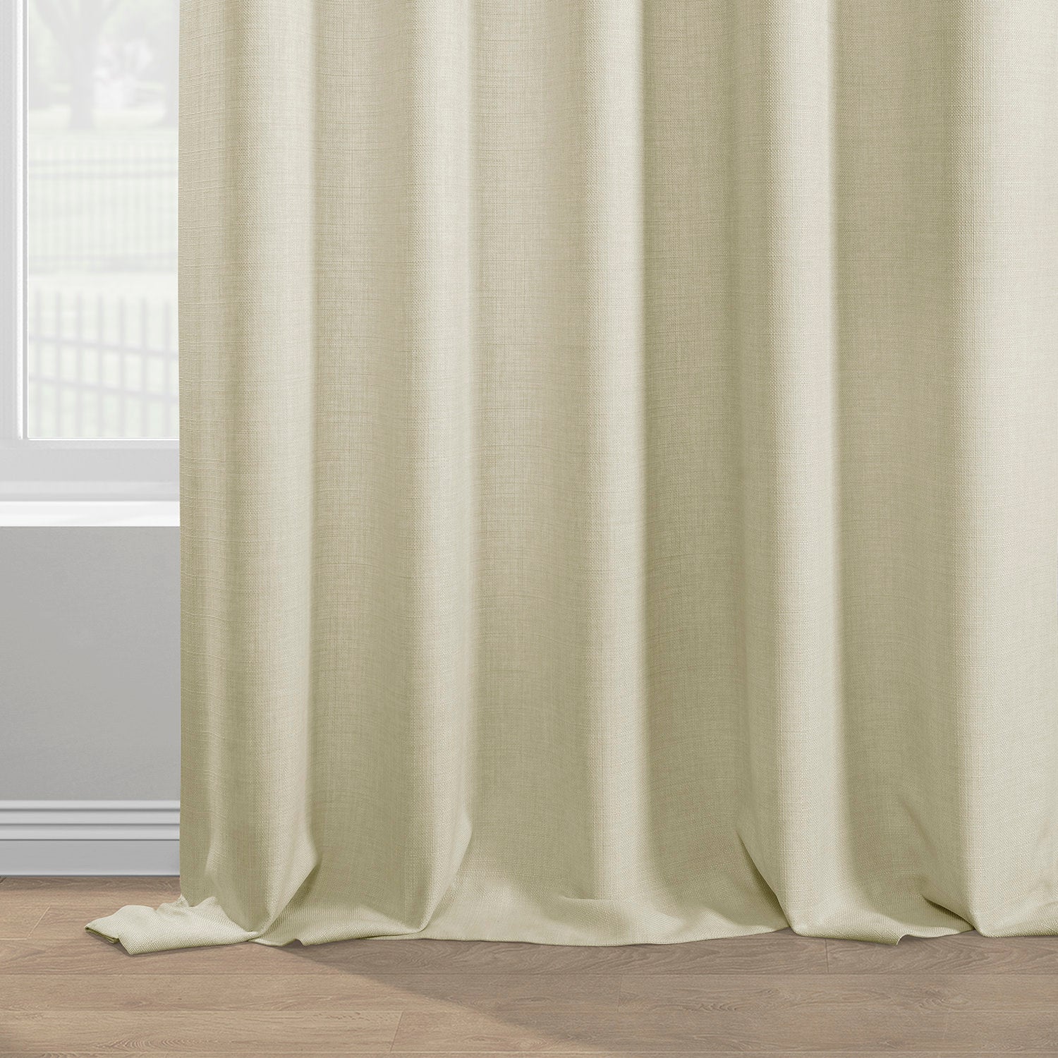 Gravity Ivory Italian Faux Linen Room Darkening Curtain