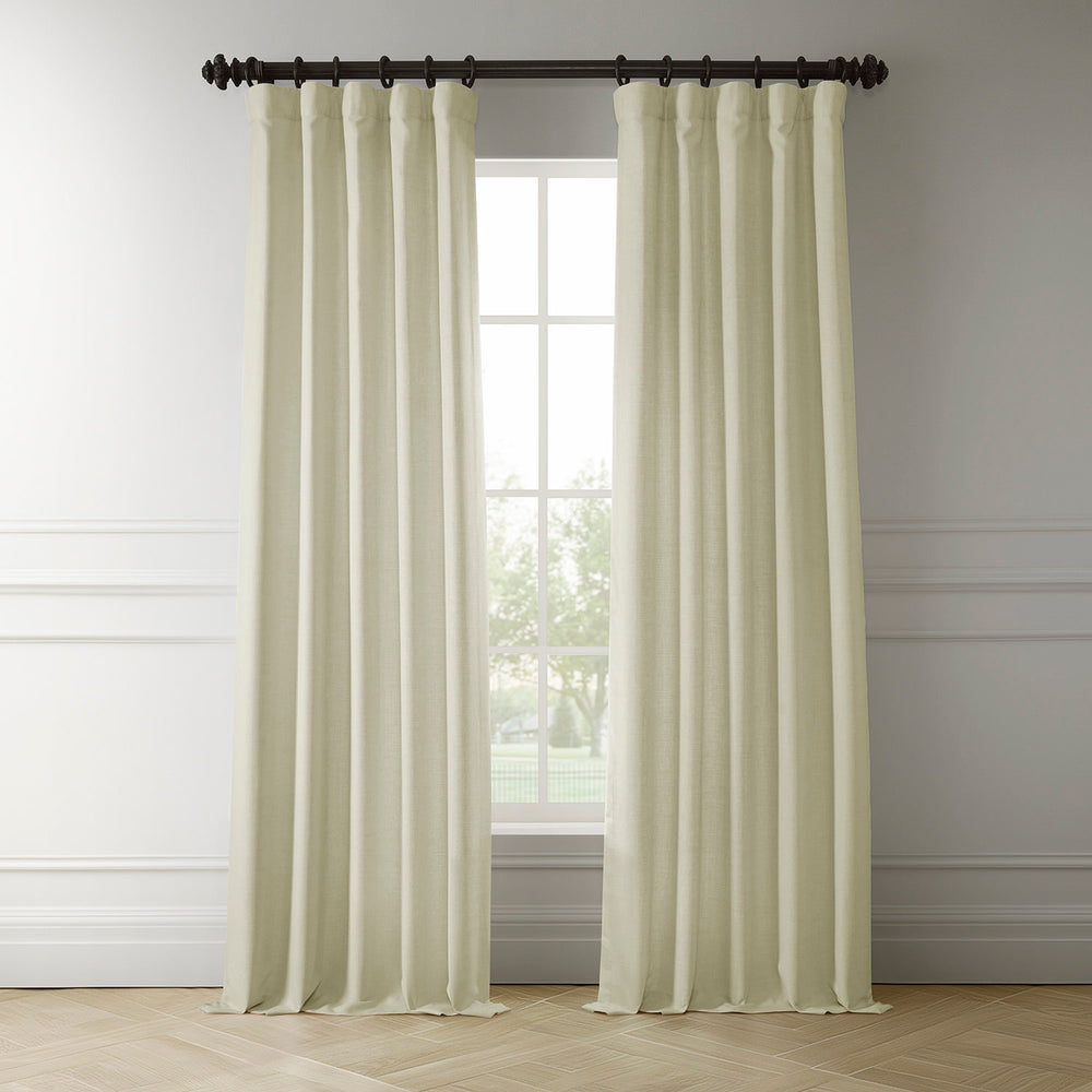 Gravity Ivory Italian Faux Linen Room Darkening Curtain