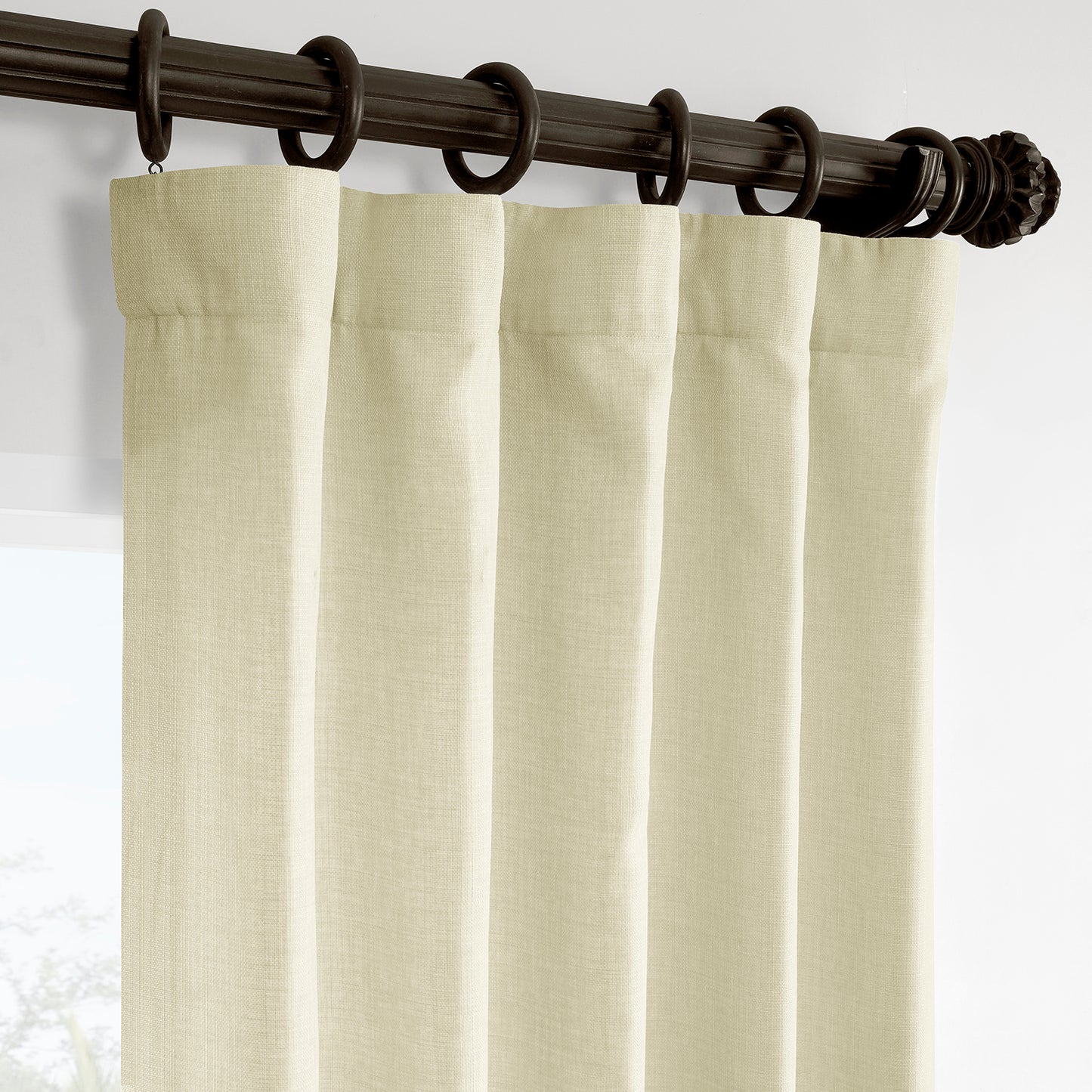 Gravity Ivory Italian Faux Linen Room Darkening Curtain