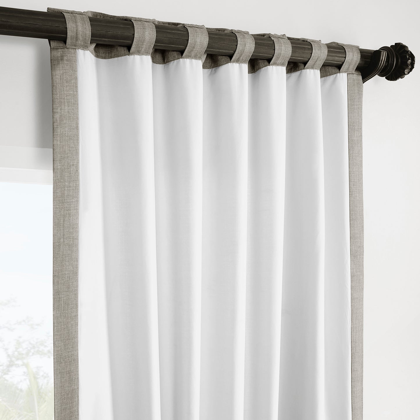 Fossil Grey Italian Faux Linen Room Darkening Curtain