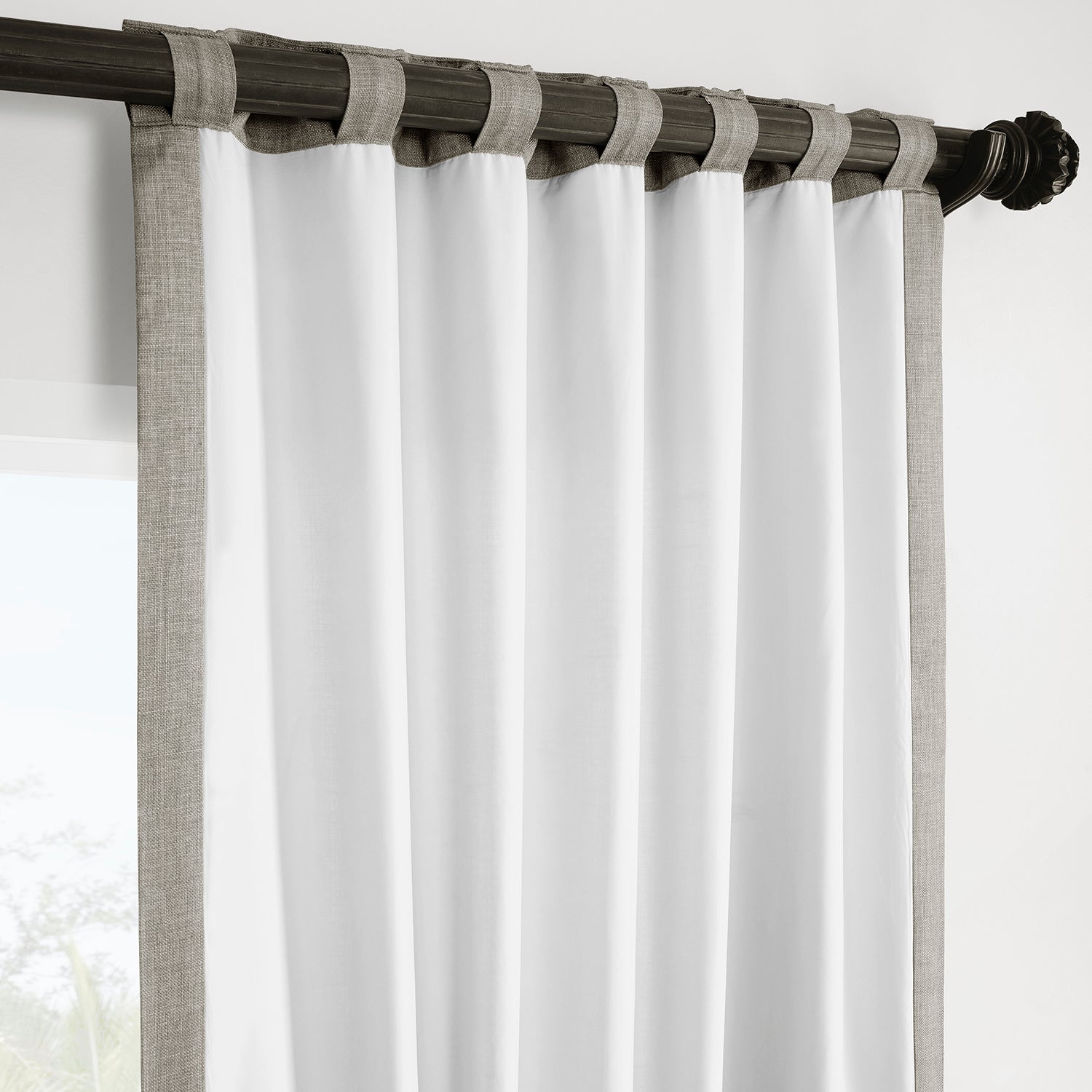 Fossil Grey Italian Faux Linen Room Darkening Curtain