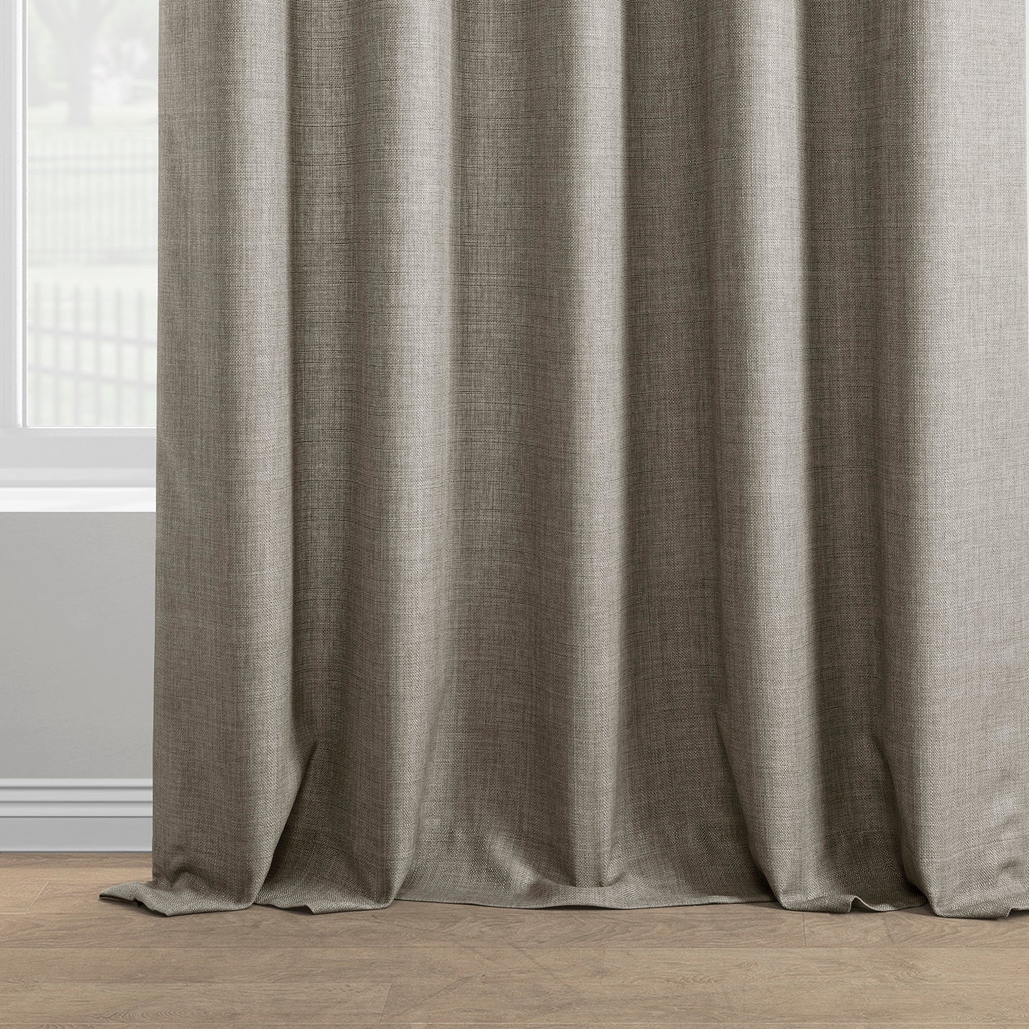Fossil Grey Italian Faux Linen Custom Curtain