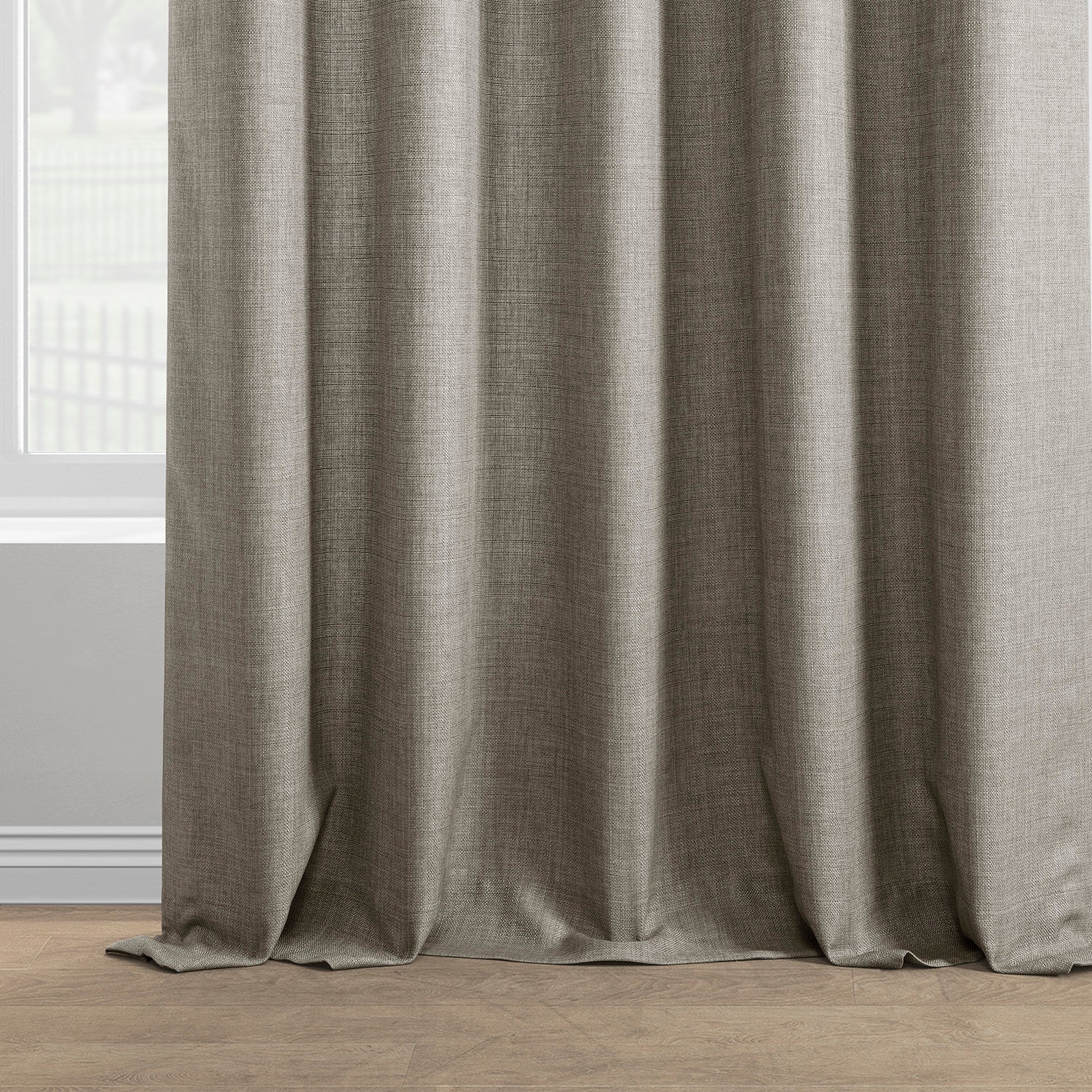 Fossil Grey Italian Faux Linen Custom Curtain