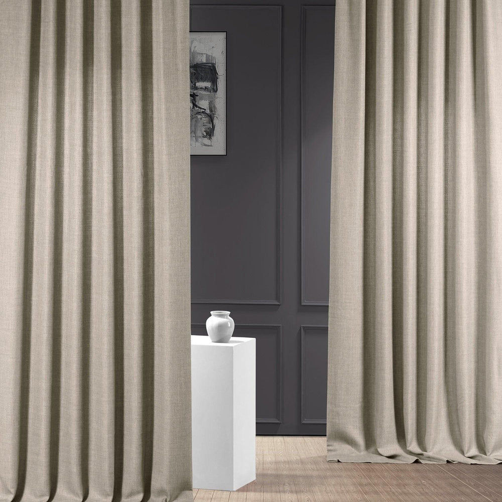 Fossil Grey Italian Faux Linen Custom Curtain - HalfPriceDrapes.com