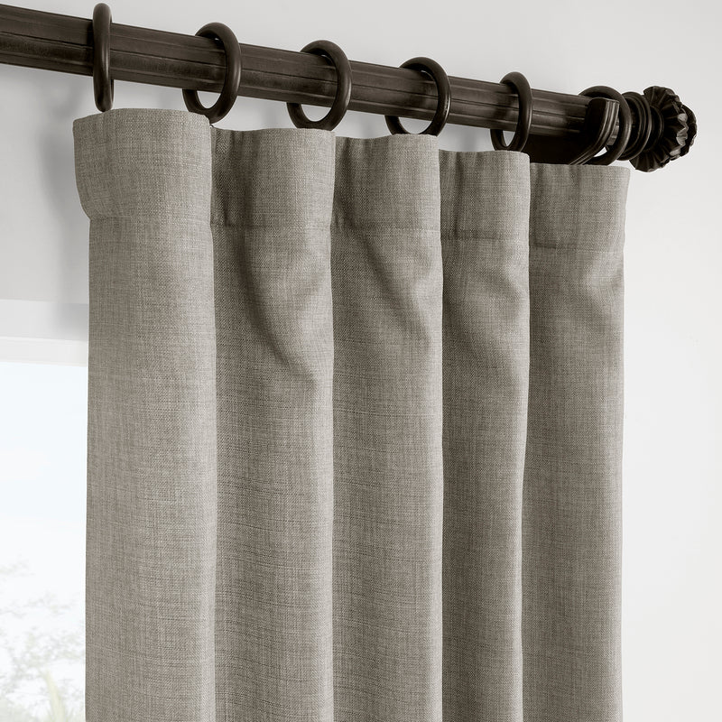 Fossil Grey Italian Faux Linen Room Darkening Curtain
