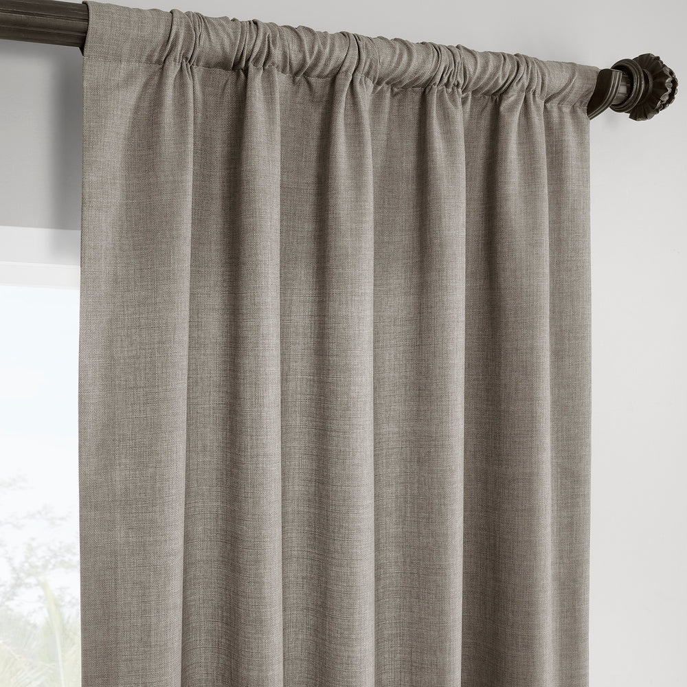 Fossil Grey Italian Faux Linen Room Darkening Curtain