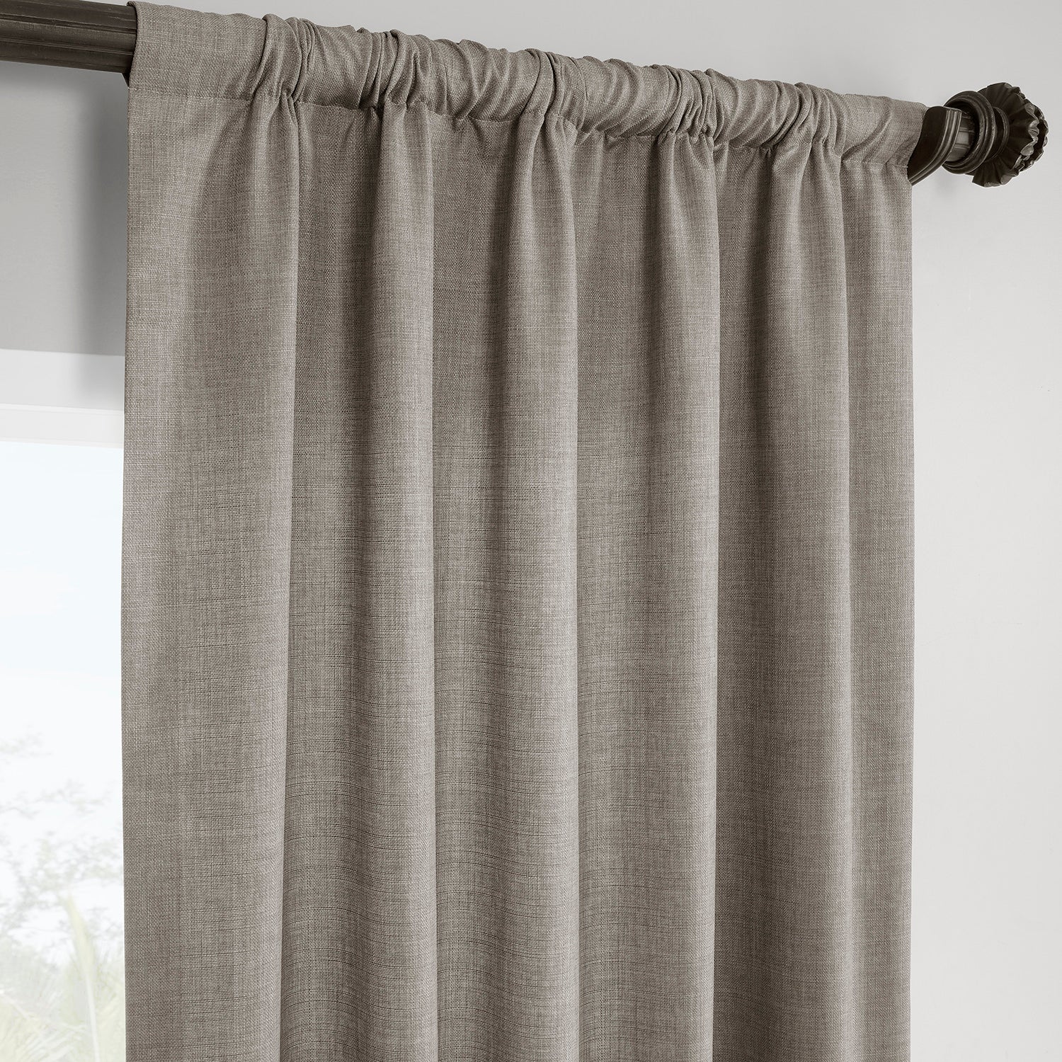 Fossil Grey Italian Faux Linen Custom Curtain