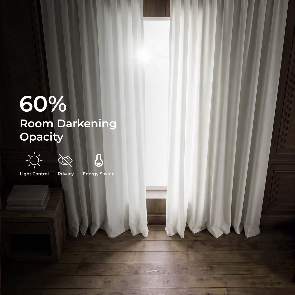 Magnolia Off White Grommet Italian Faux Linen Room Darkening Curtain