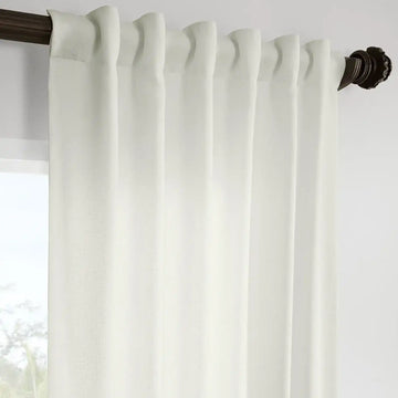 Magnolia Off White Italian Faux Linen Room Darkening Curtain