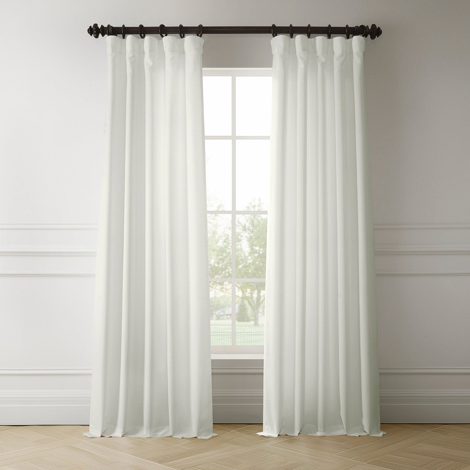 Magnolia Off White Italian Faux Linen Custom Curtain