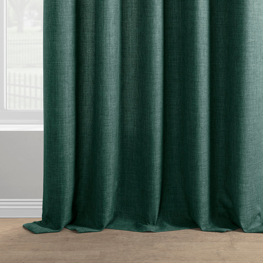 Empire Green Italian Faux Linen Custom Curtain