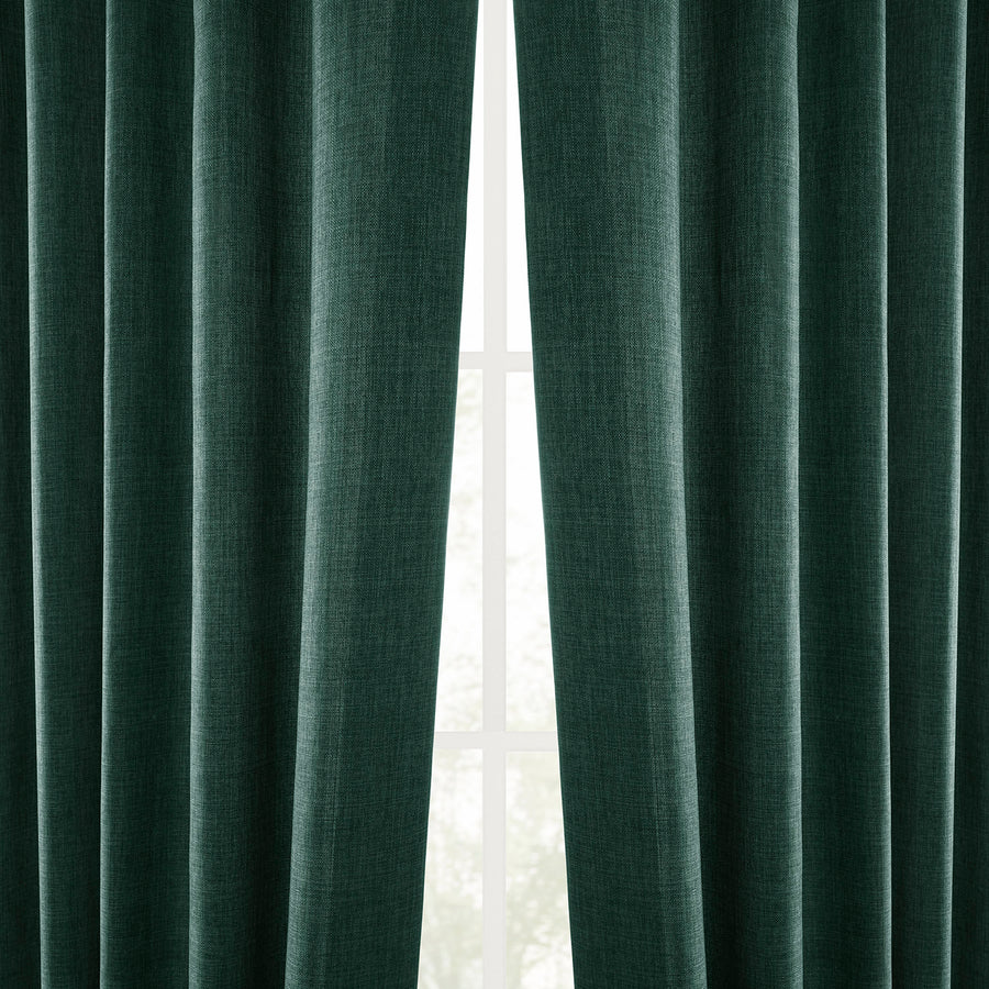 Empire Green Italian Faux Linen Custom Curtain