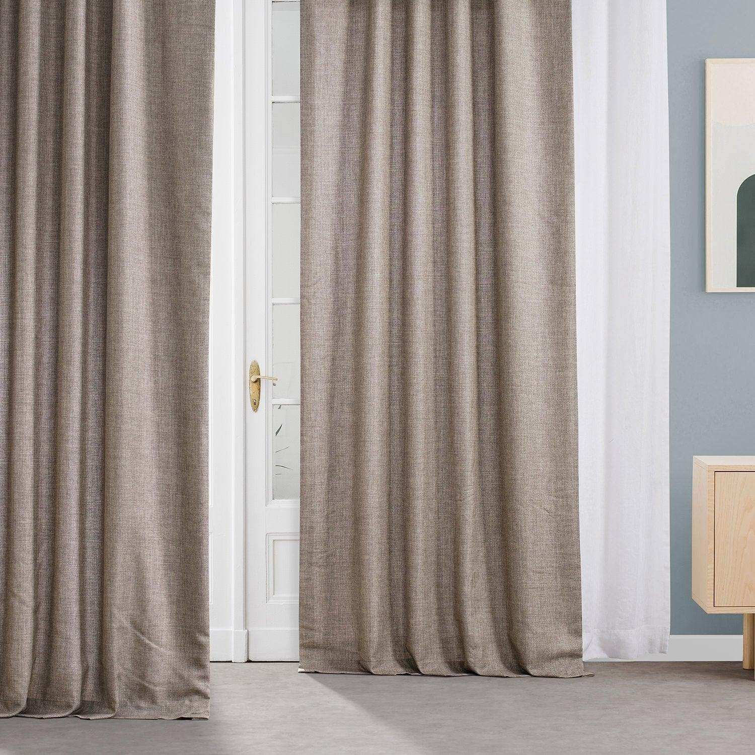 Hummingbird Brown Italian Faux Linen Custom Curtain - HalfPriceDrapes.com