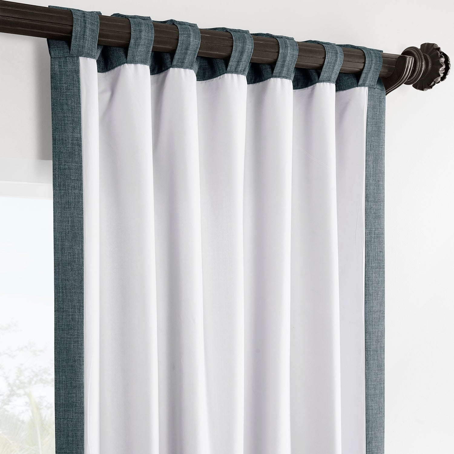 Sweden Blue Italian Faux Linen Room Darkening Curtain