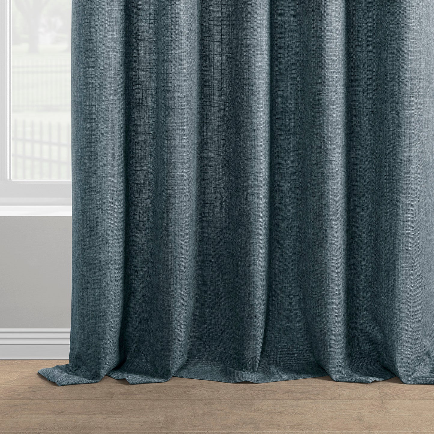 Sweden Blue Italian Faux Linen Room Darkening Curtain