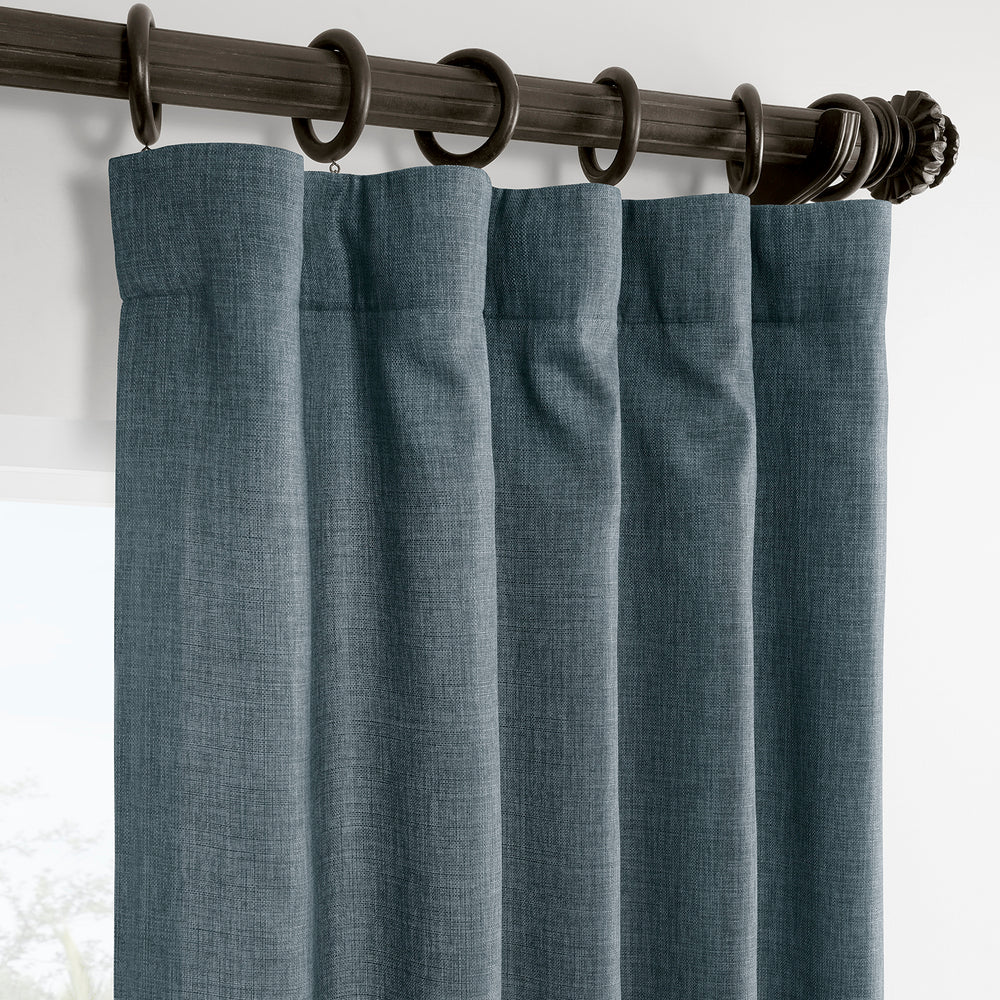 Sweden Blue Italian Faux Linen Room Darkening Curtain