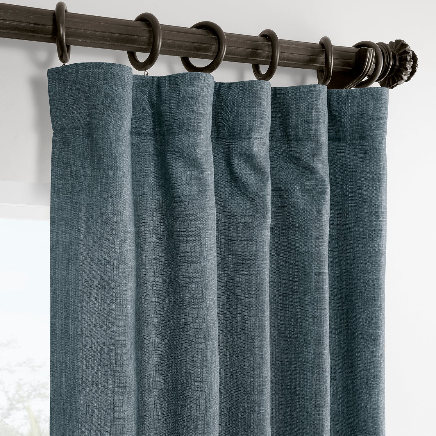 Sweden Blue Italian Faux Linen Room Darkening Curtain