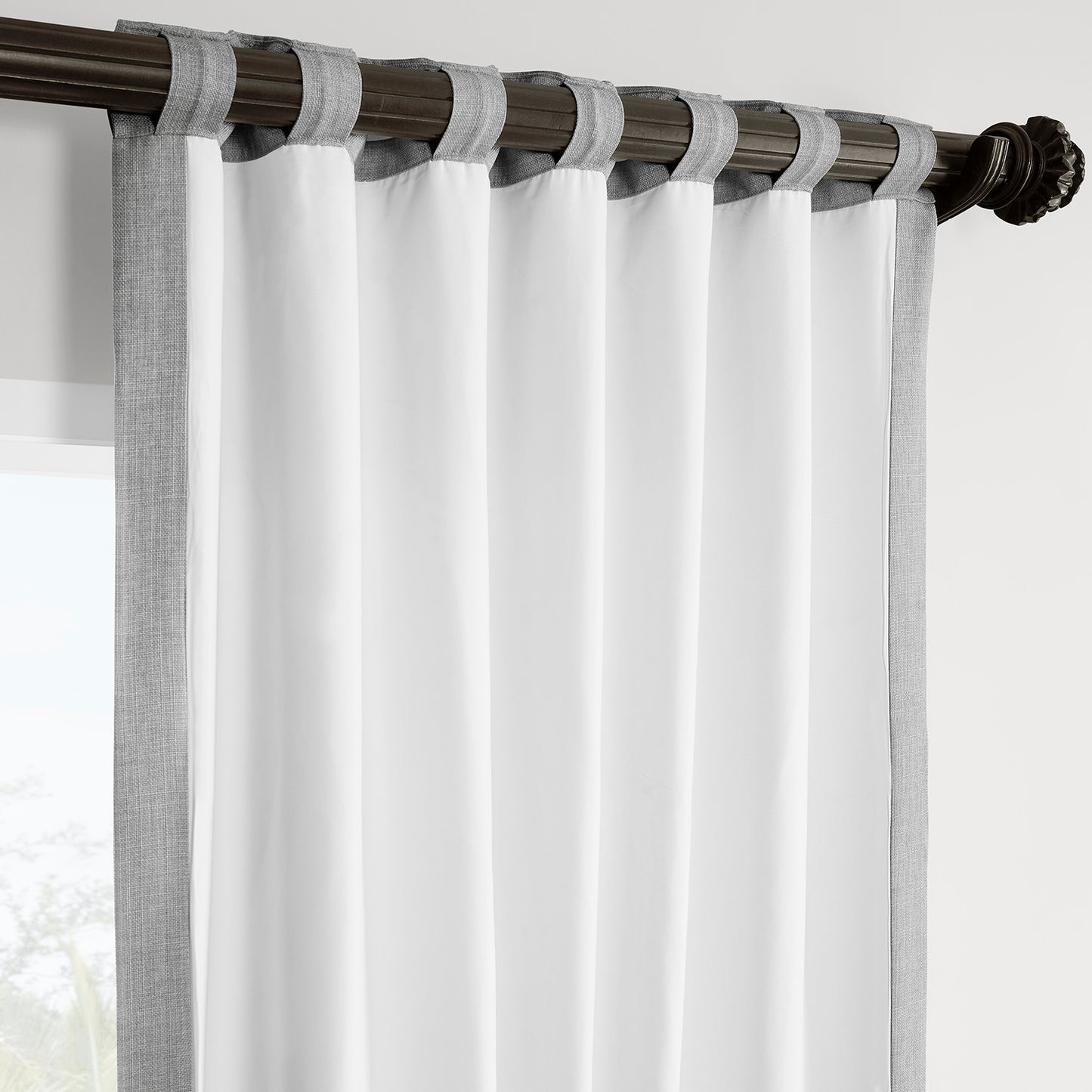 Portrait Grey Italian Faux Linen Room Darkening Curtain