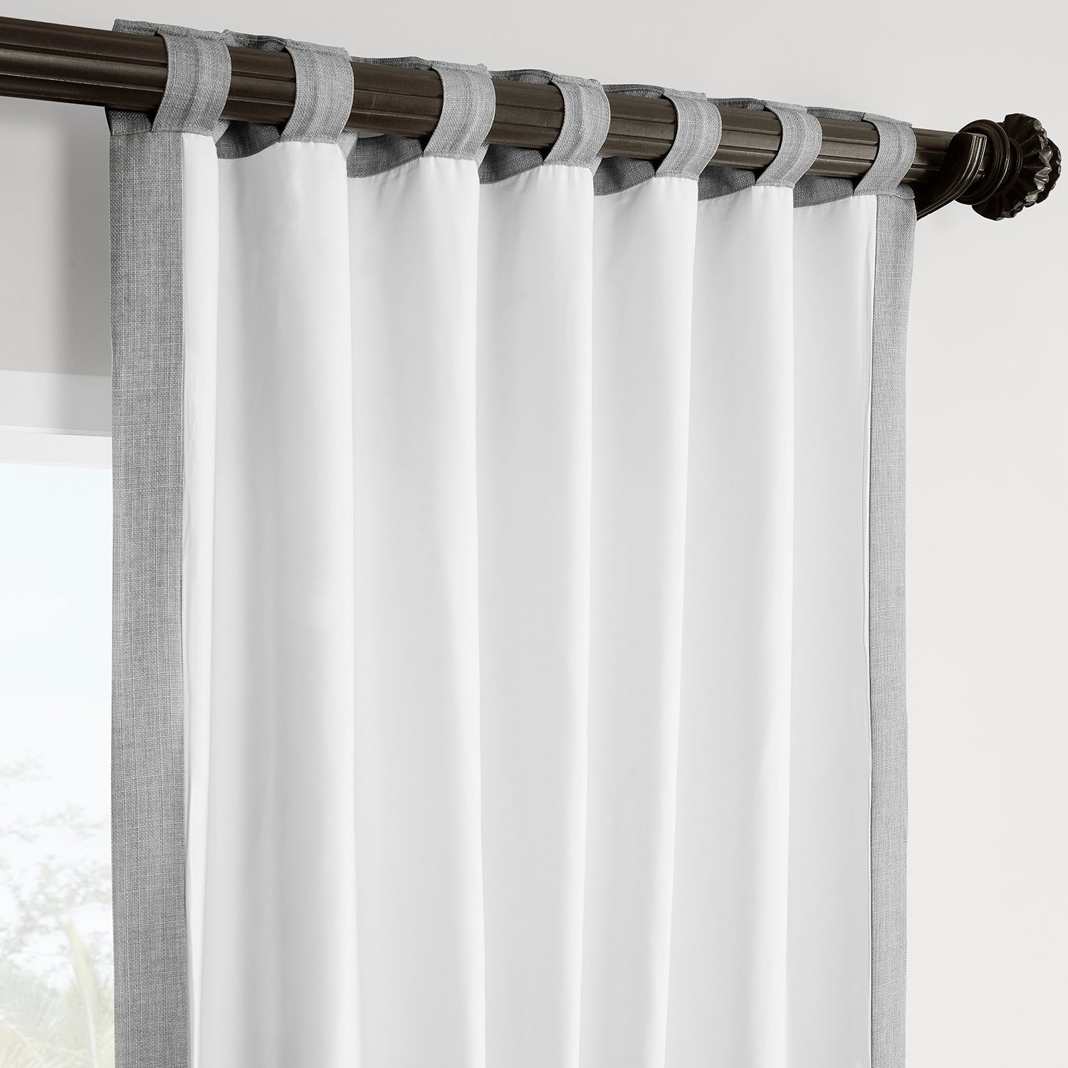 Portrait Grey Italian Faux Linen Room Darkening Curtain