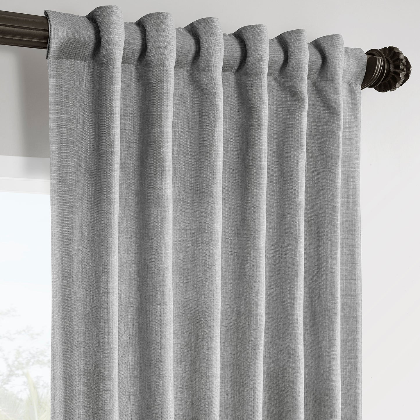 Portrait Grey Italian Faux Linen Room Darkening Curtain