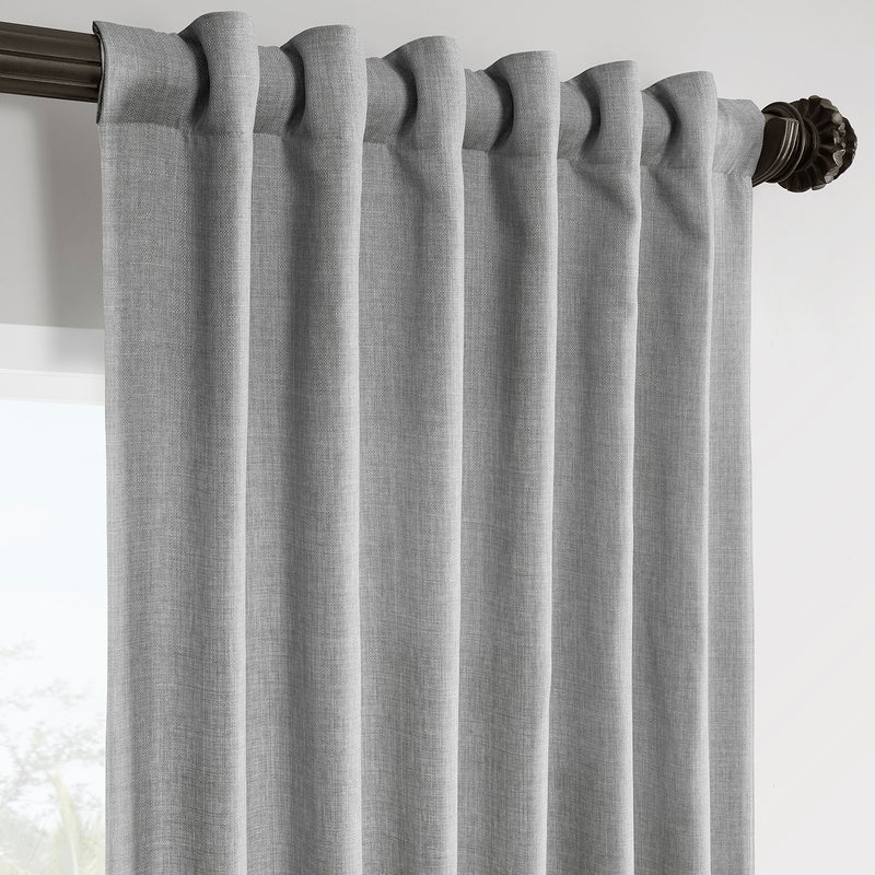 Portrait Grey Italian Faux Linen Room Darkening Curtain