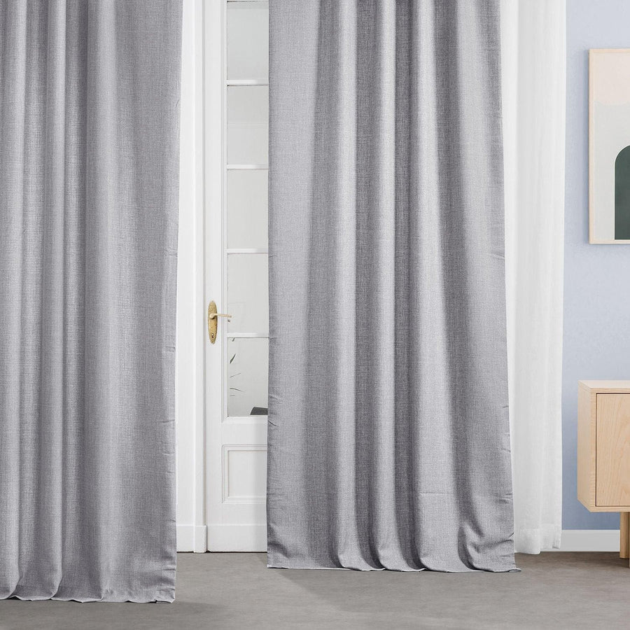 Portrait Grey Italian Faux Linen Custom Curtain - HalfPriceDrapes.com