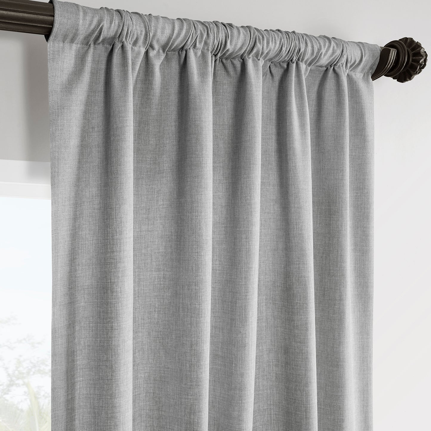 Portrait Grey Italian Faux Linen Room Darkening Curtain