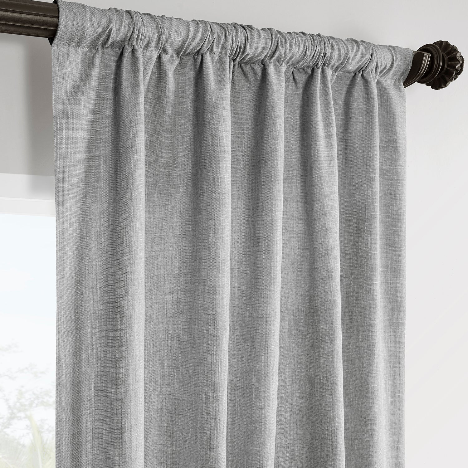Portrait Grey Italian Faux Linen Room Darkening Curtain