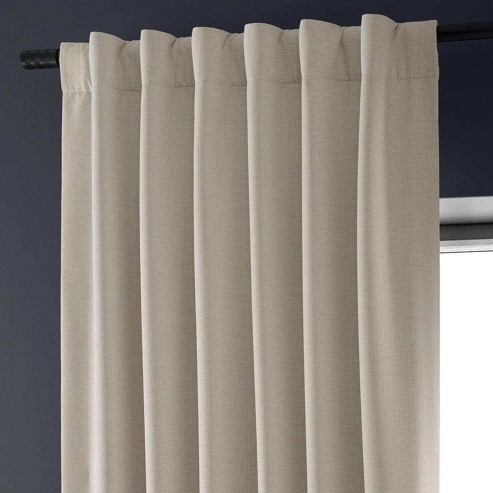 Caravan Beige Faux Linen Hotel Blackout Curtain - HalfPriceDrapes.com