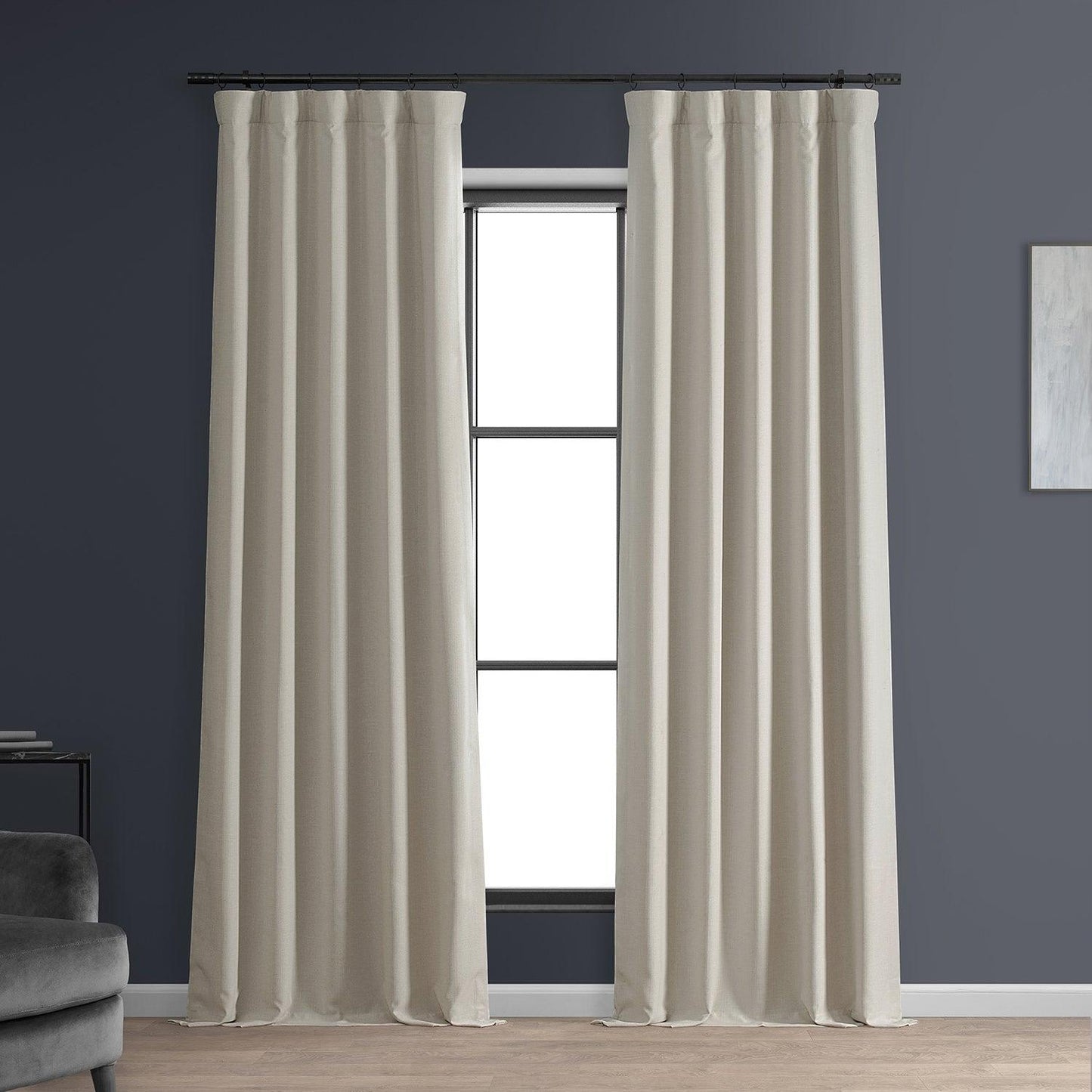 Caravan Beige Faux Linen Hotel Blackout Curtain - HalfPriceDrapes.com