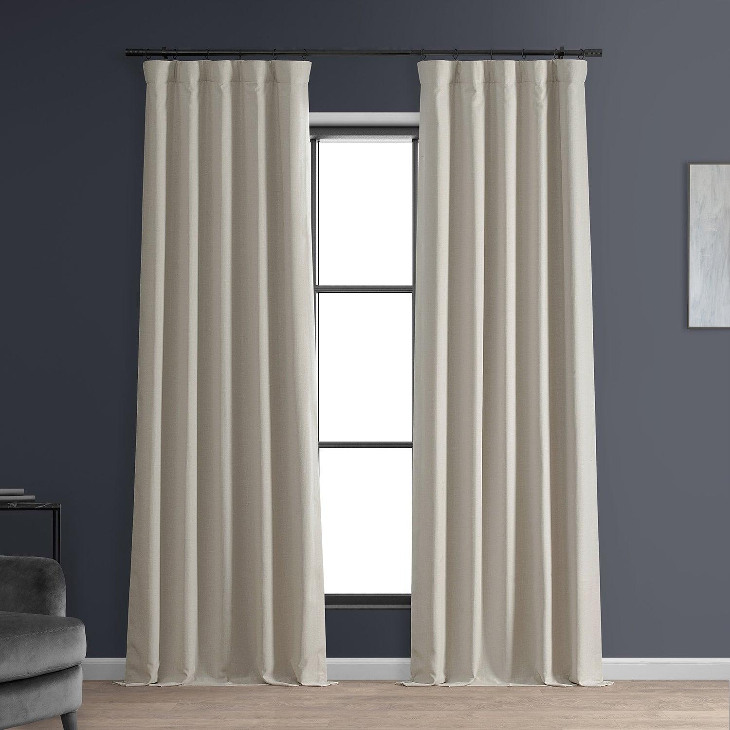 Caravan Beige Faux Linen Hotel Blackout Curtain - HalfPriceDrapes.com