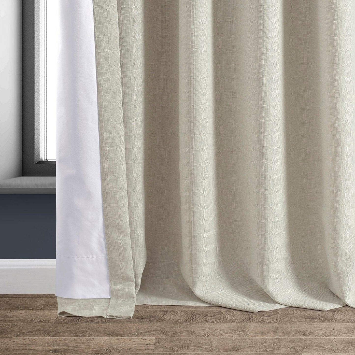 Caravan Beige Faux Linen Hotel Blackout Curtain - HalfPriceDrapes.com