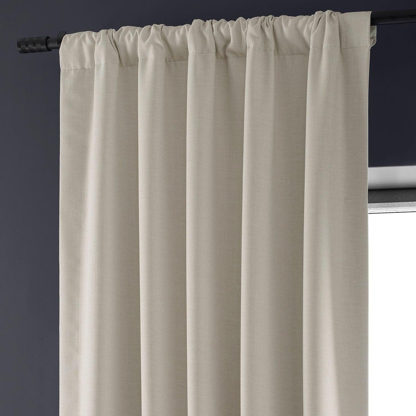 Caravan Beige Faux Linen Hotel Blackout Curtain - HalfPriceDrapes.com