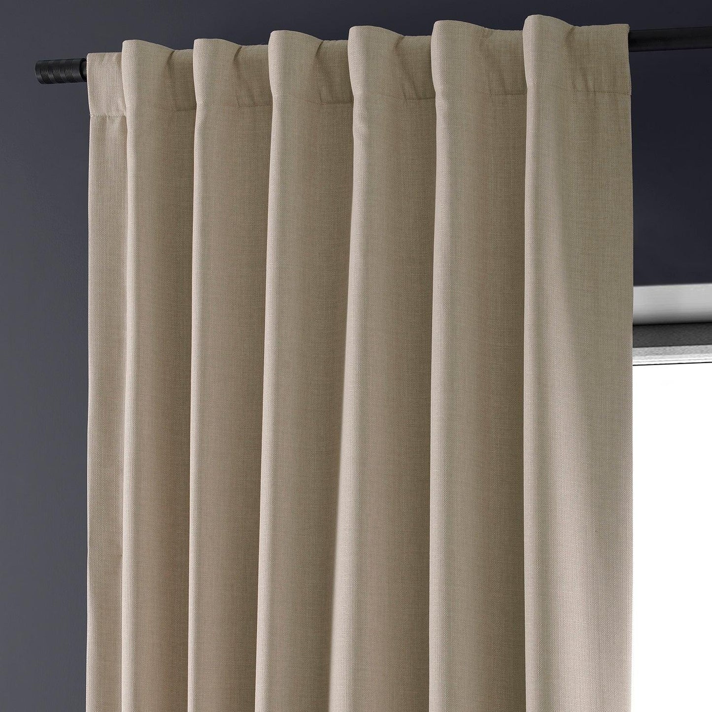 Safari Tan Faux Linen Hotel Blackout Curtain - HalfPriceDrapes.com