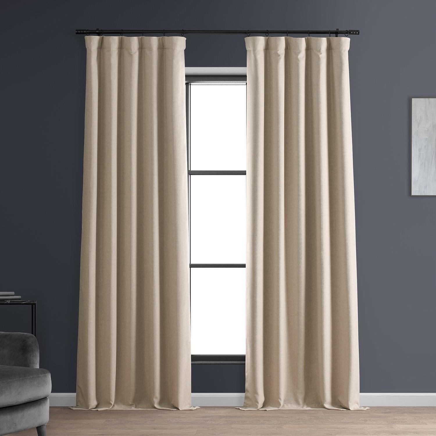 Safari Tan Faux Linen Hotel Blackout Curtain - HalfPriceDrapes.com