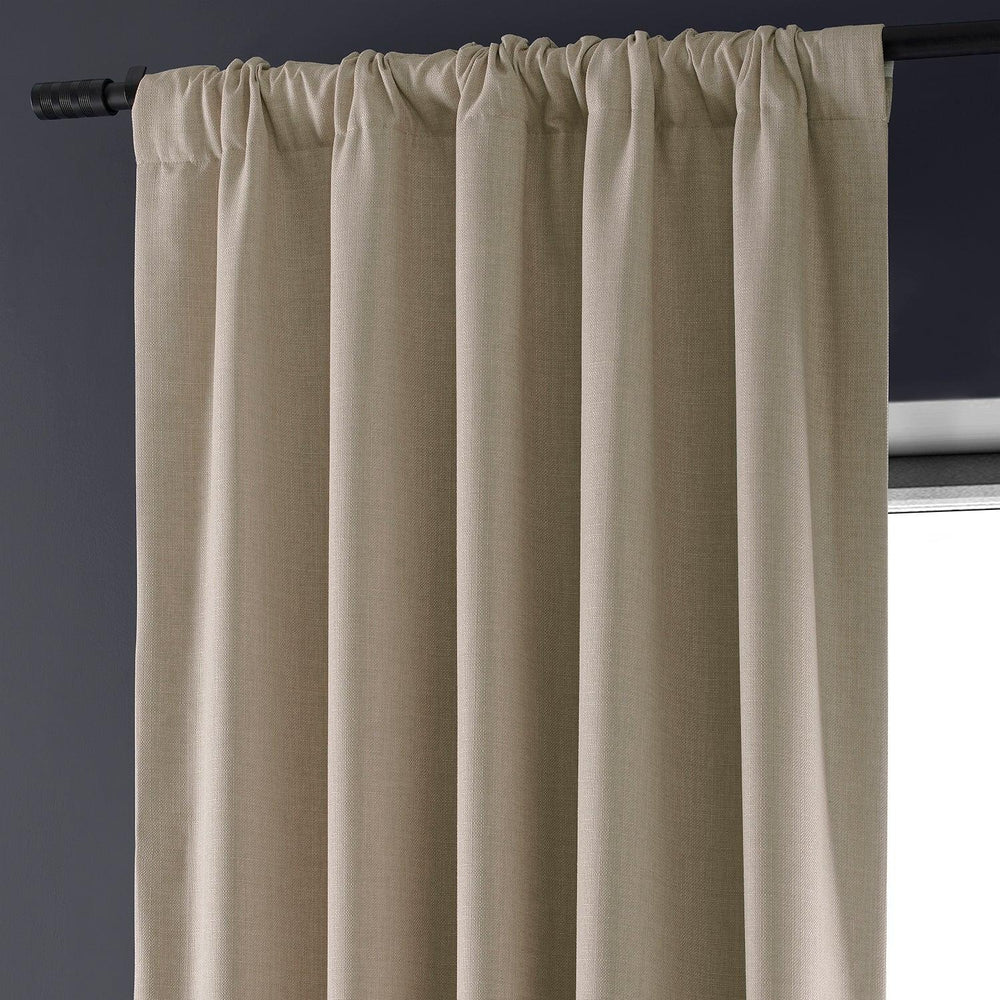 Safari Tan Faux Linen Hotel Blackout Curtain - HalfPriceDrapes.com