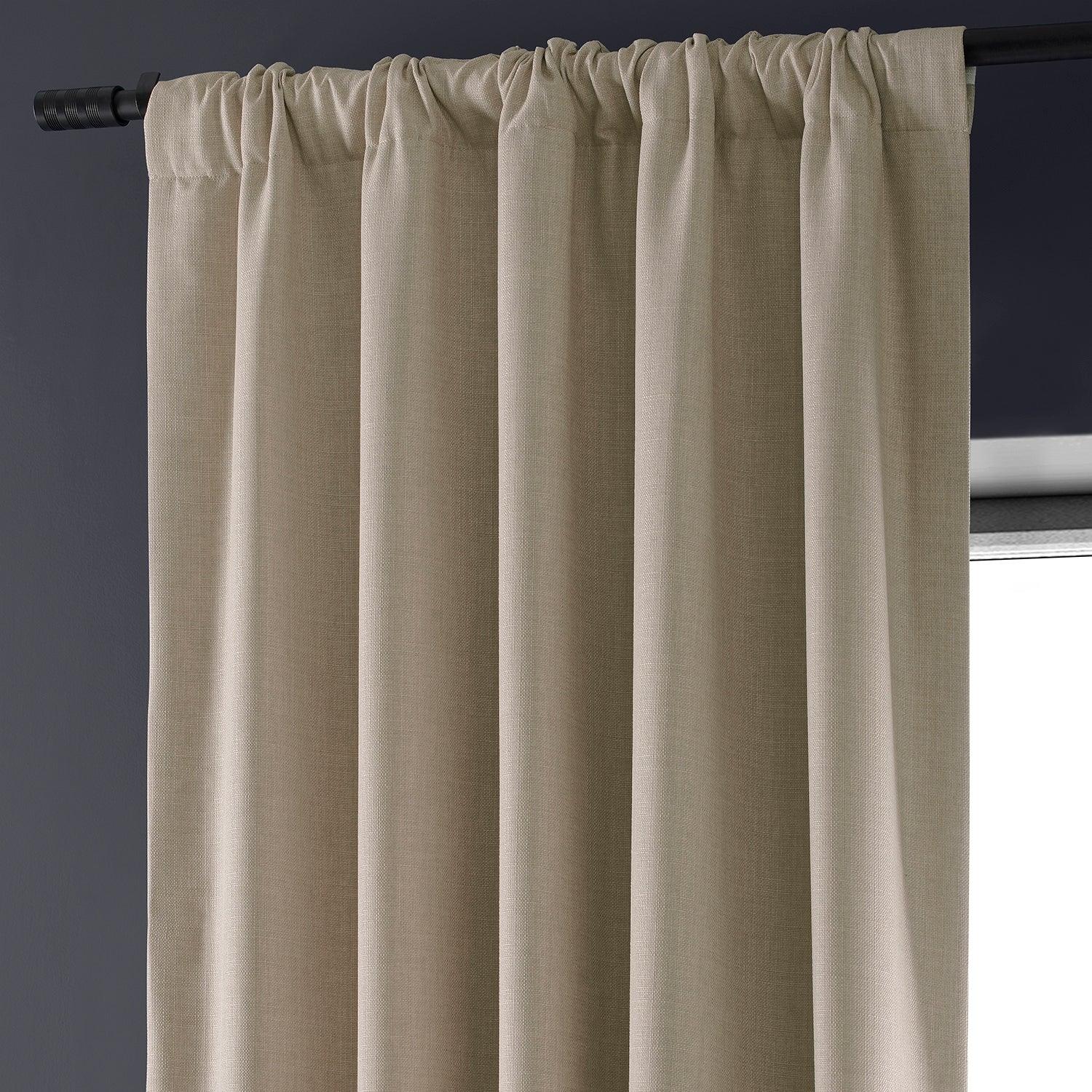 Safari Tan Faux Linen Hotel Blackout Curtain - HalfPriceDrapes.com