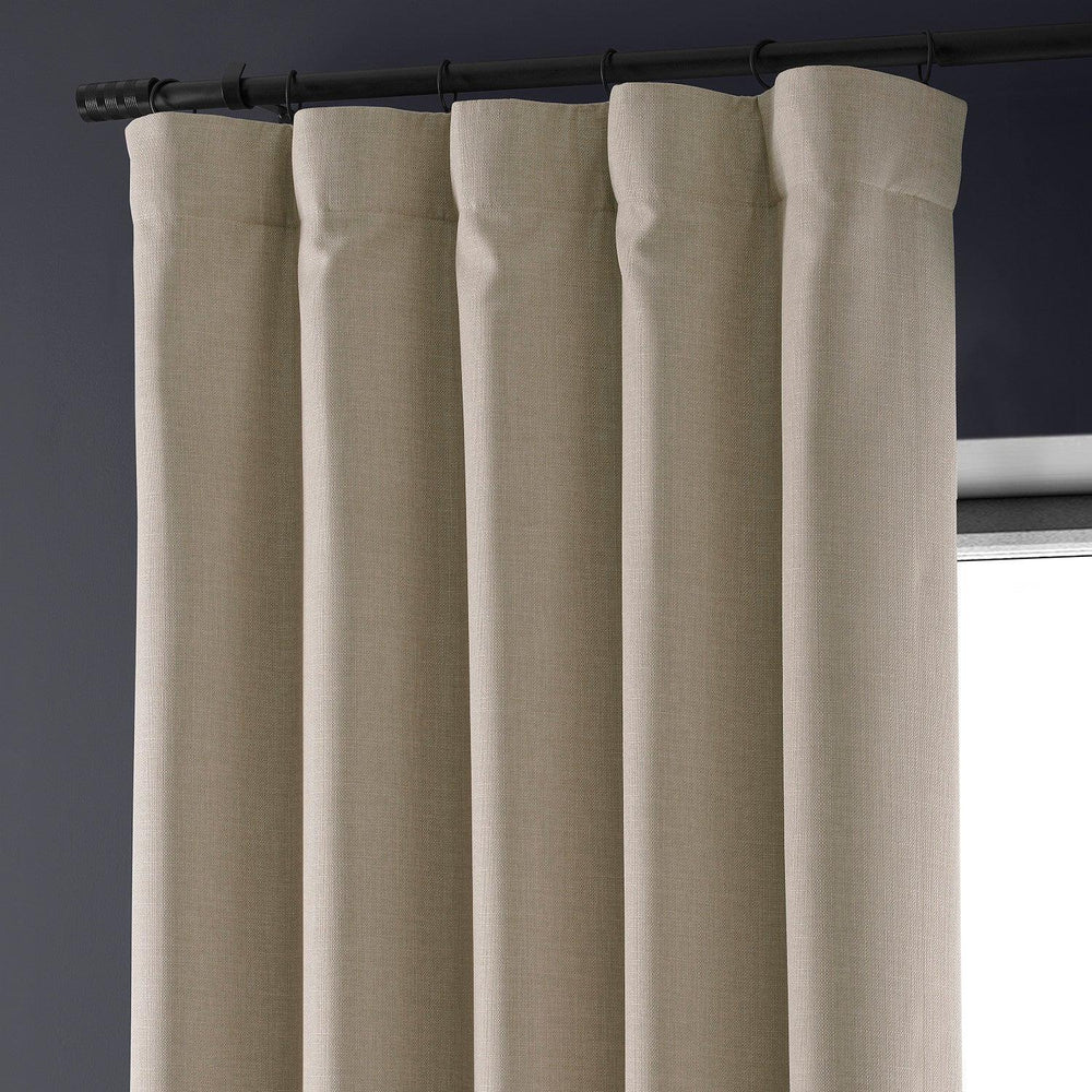 Safari Tan Faux Linen Hotel Blackout Curtain - HalfPriceDrapes.com