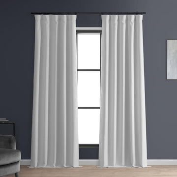 Mission White Faux Linen Hotel Blackout Curtain