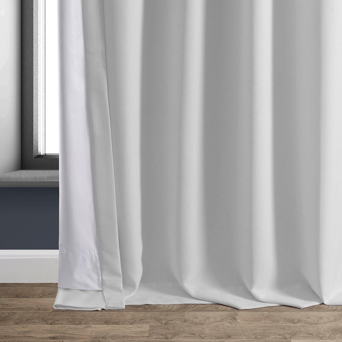 Mission White Faux Linen Hotel Blackout Curtain - HalfPriceDrapes.com