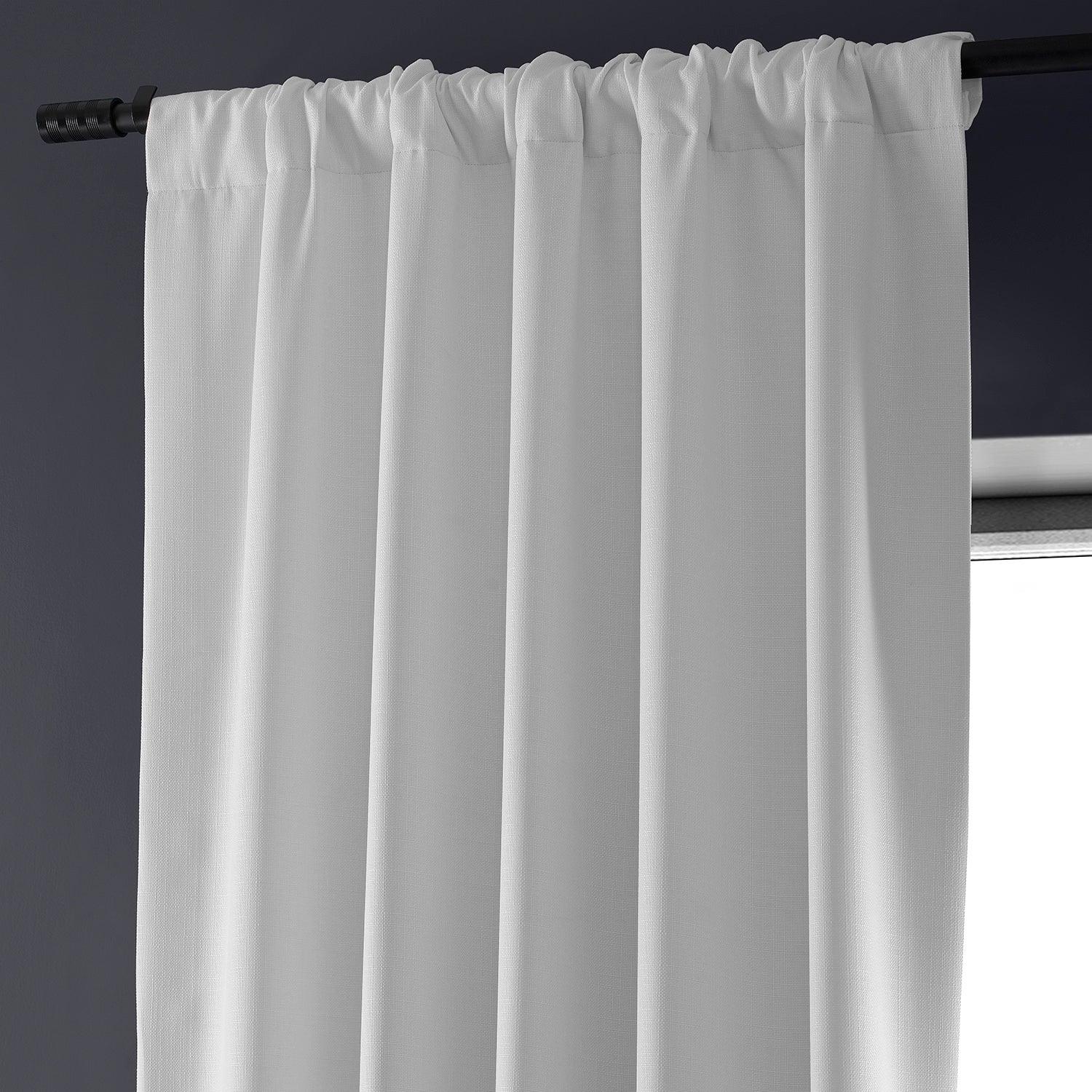 Mission White Faux Linen Hotel Blackout Curtain - HalfPriceDrapes.com