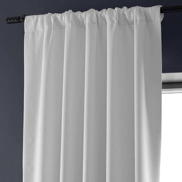 Mission White Faux Linen Hotel Blackout Curtain - HalfPriceDrapes.com
