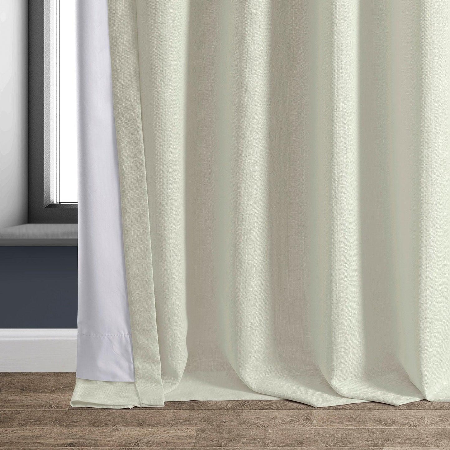 Excursion Ivory Faux Linen Hotel Blackout Curtain - HalfPriceDrapes.com