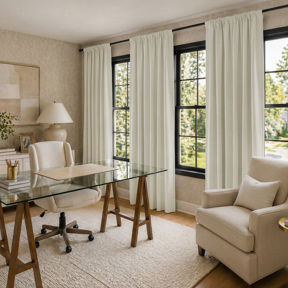 Gravity Ivory Italian Faux Linen Custom Curtain