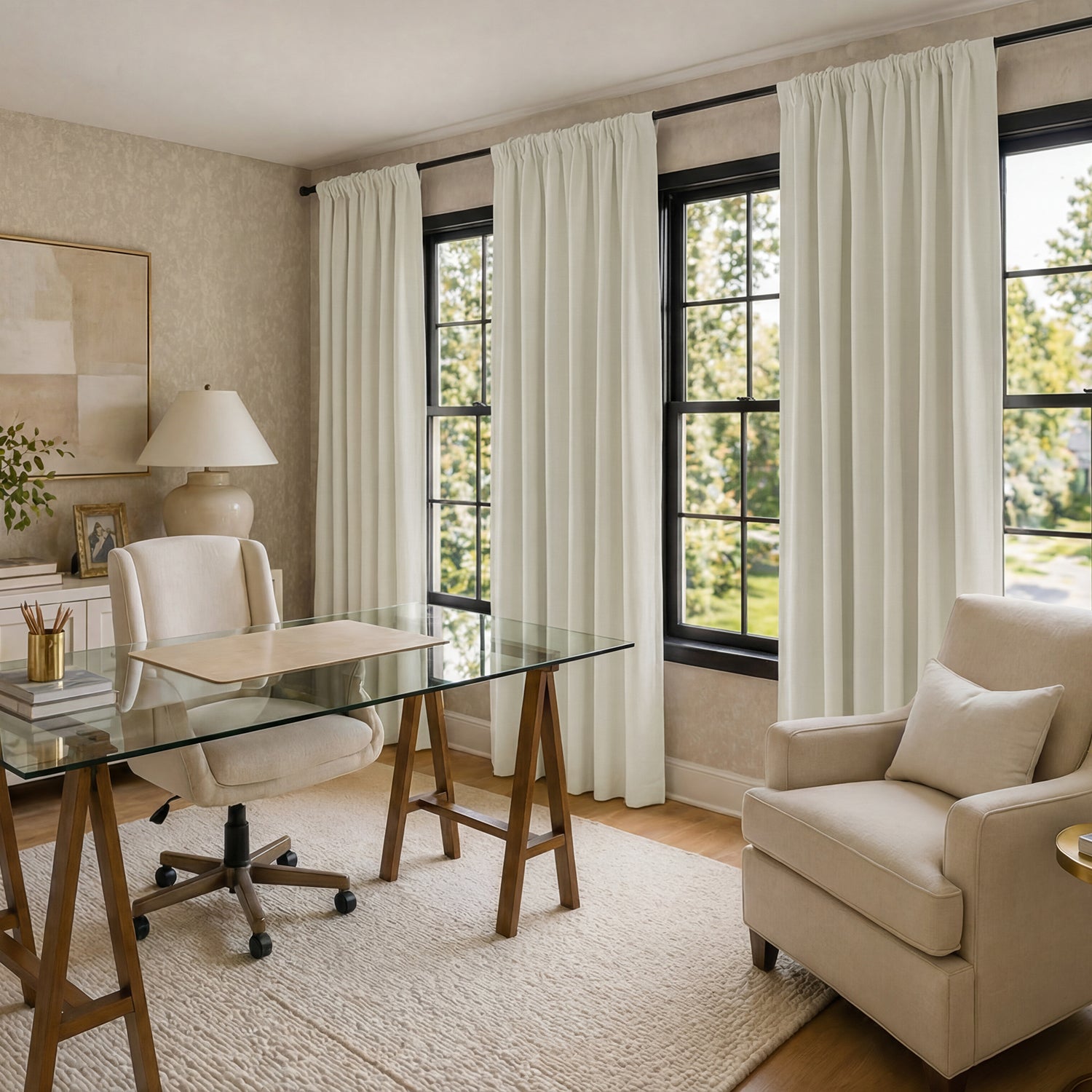 Gravity Ivory Italian Faux Linen Custom Curtain
